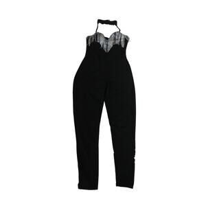 Black jumpsuit rhinestone details made to order in Brazil